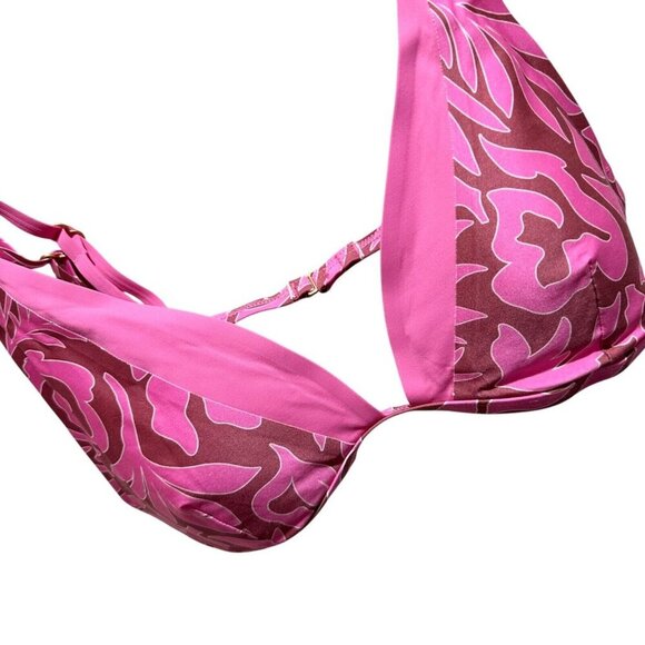 L*SPACE Womens Size L Tiki Tiki Pink Print Finneas Triangle Bikini Top NWT - Picture 5 of 11